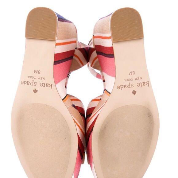 NWOT Adorable kate spade new york Striped Wedge Sandals - Picture 5 of 5